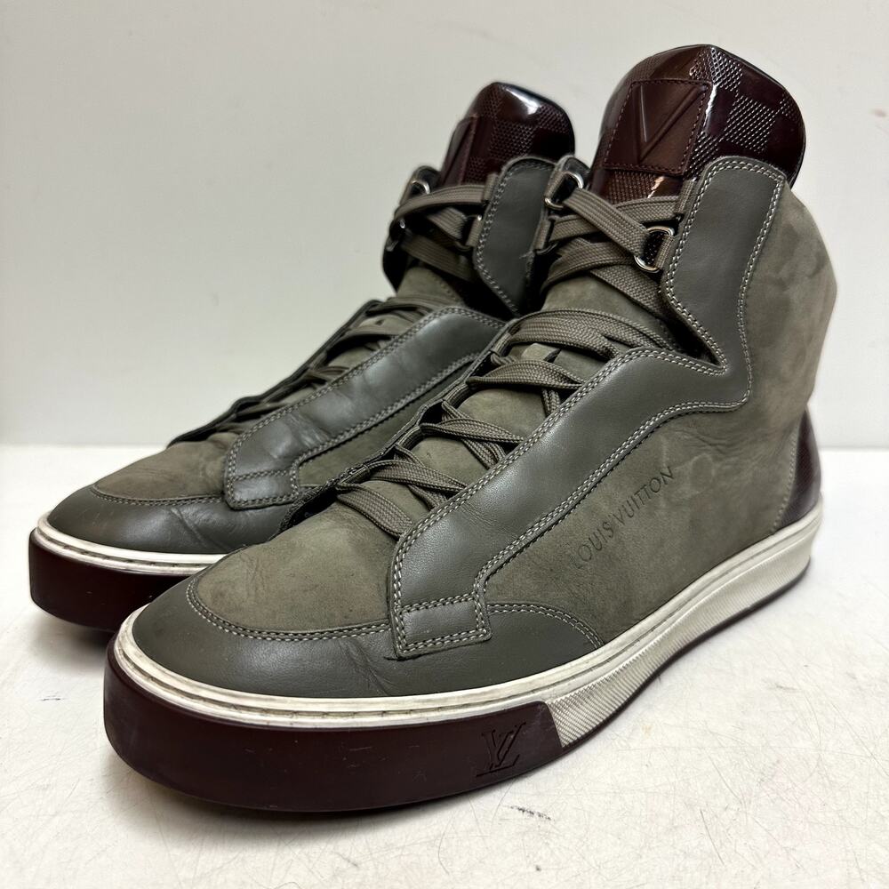 VERY GOOD Louis Vuitton Speaker Sneaker Gray Nubuck Luxury Hight Top UK 7 US 8
